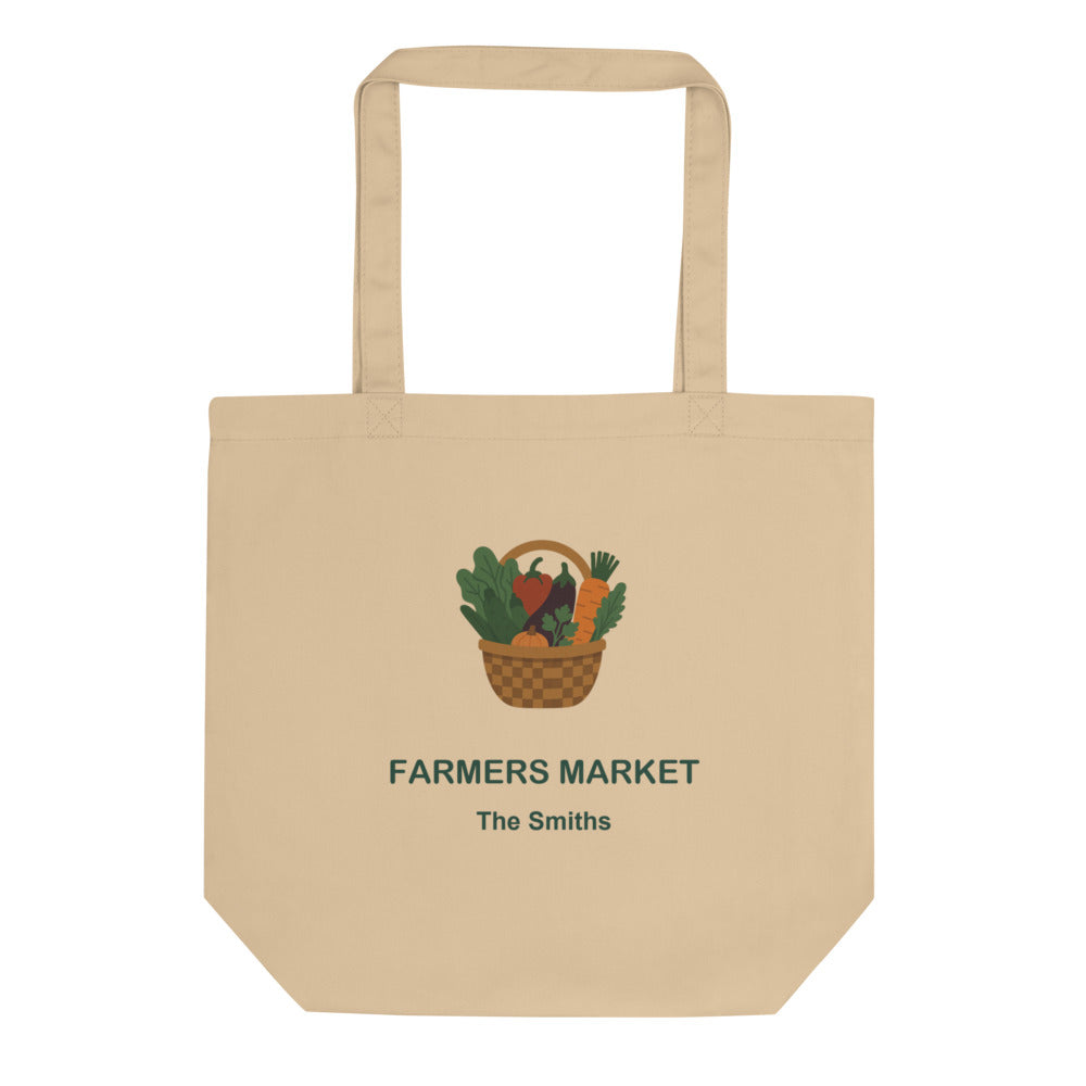 Personalized Farmers Market Tote, Custom Name Grocery Bag, Reusable Market Tote