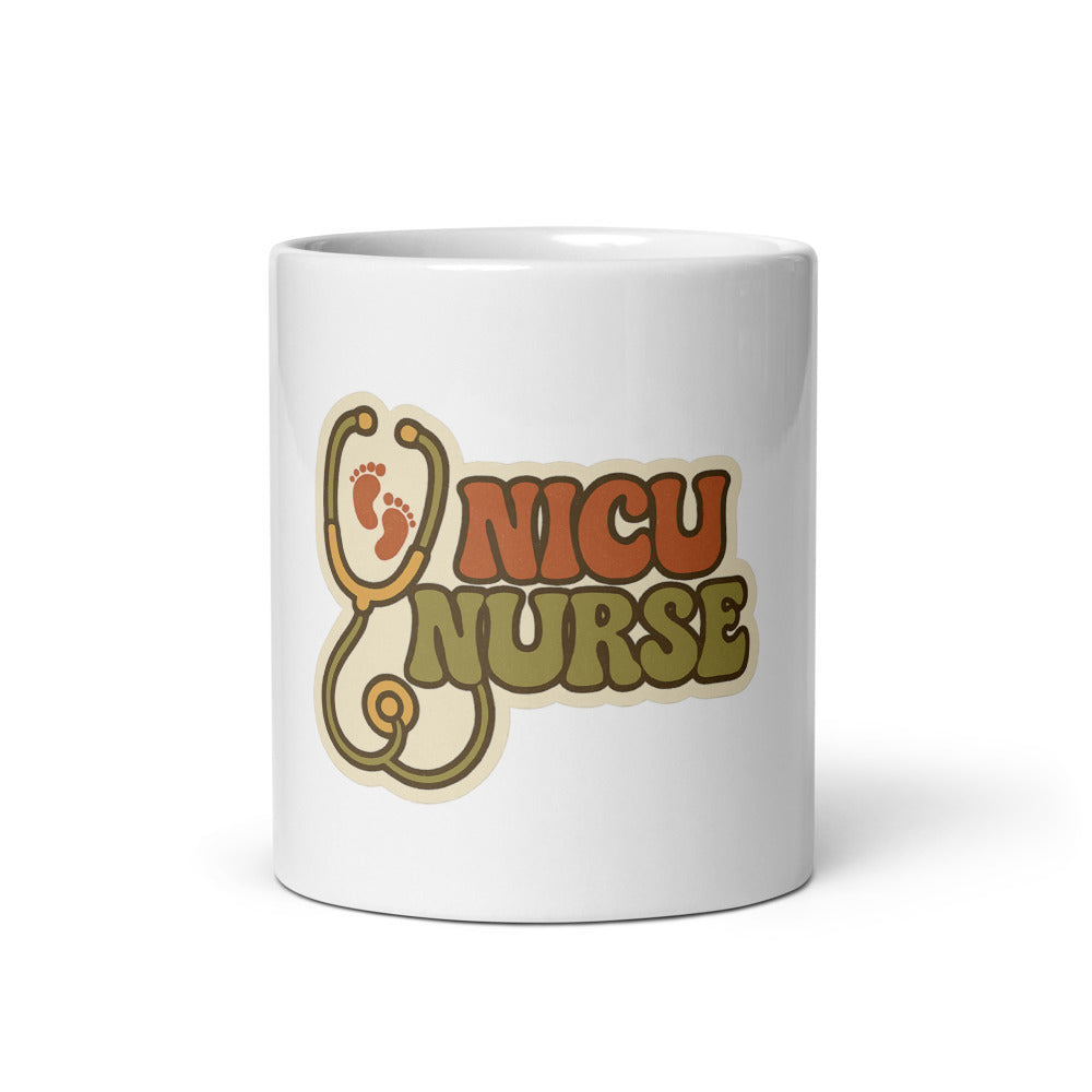Retro Nicu Nurse Mug, Custom Name Gift, Vintage Groovy 11oz Coffee Mug