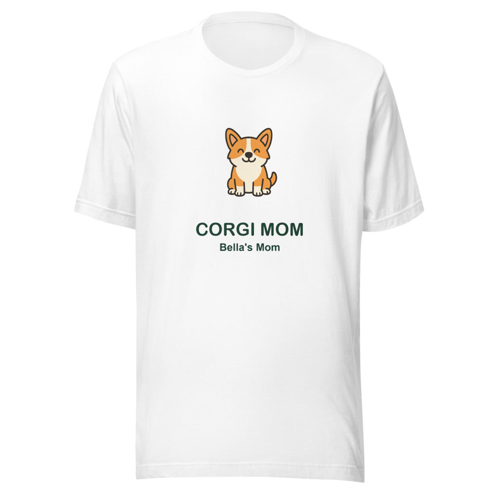 Personalized Corgi Mom Shirt, Custom Dog Name Tee, Corgi Lover Gift, Unisex Tee