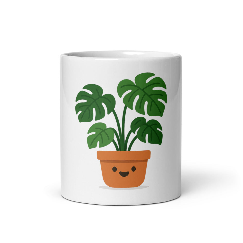 Cute Plant Parent Coffee Mug – Smiling Potted Plant Cartoon, 11oz Ceramic