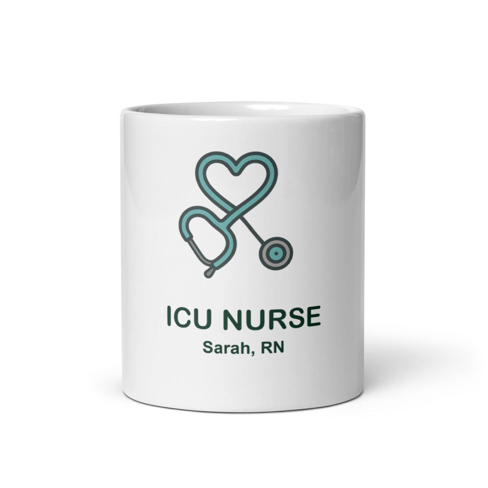 Personalized Icu Nurse Mug, ICU Nurse Gift, Custom Name RN, 11oz Coffee Mug