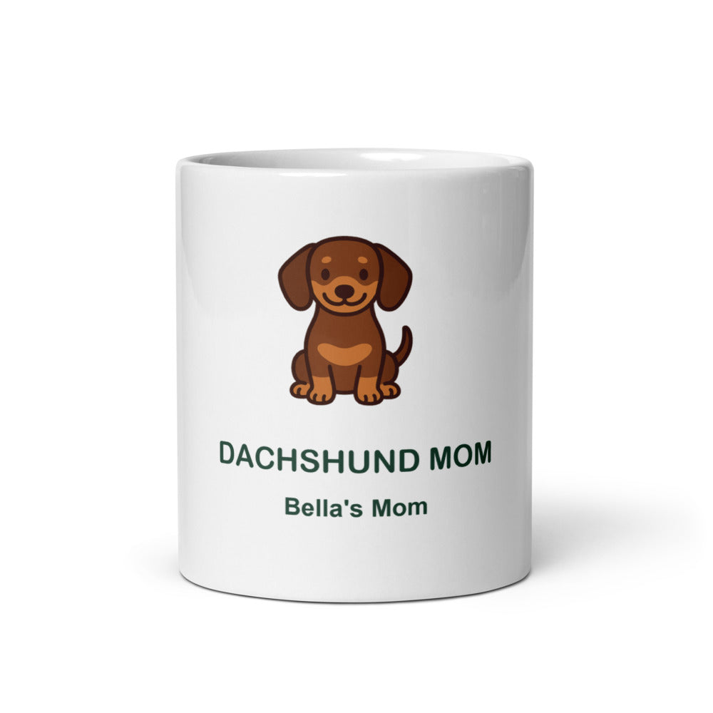 Personalized Dachshund Mom Mug, Custom Dog Name Gift, Dachshund Lover, 11oz