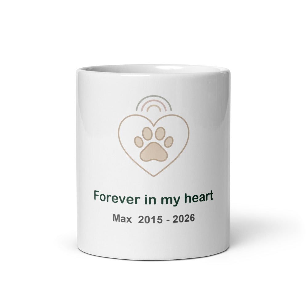 Personalized Pet Memorial Mug, Dog Loss Gift, Paw Print Keepsake, Custom Name & Dates, 11oz