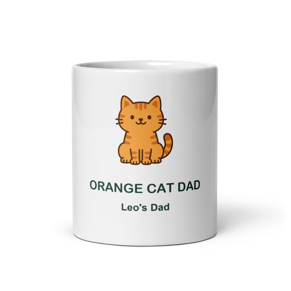 Personalized Orange Cat Dad Mug, Custom Cat Name Gift, Tabby Cat Lover, 11oz Coffee Mug