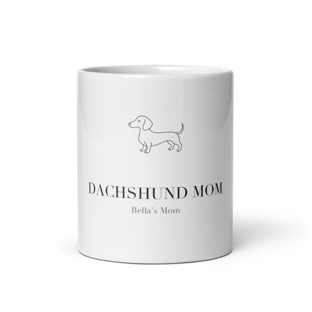 Minimalist Dachshund Mom Mug, Custom Name Gift, Modern Minimalist 11oz Coffee Mug